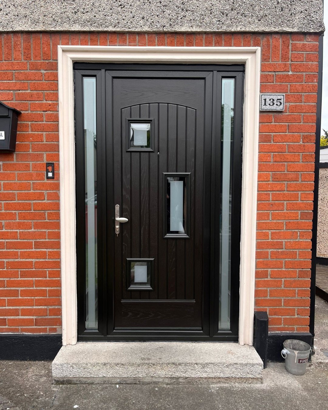 New composite front door with sidelights, fitted by Rennova
