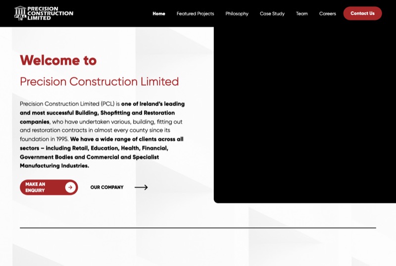 Precision Construction website