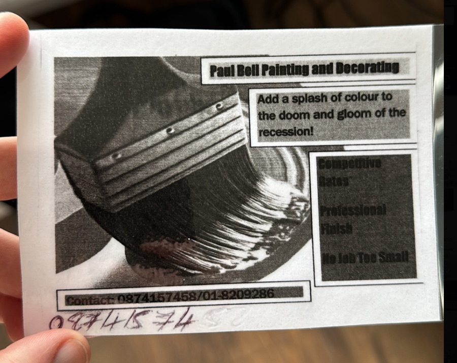 Paul Bell's original painting business flyer